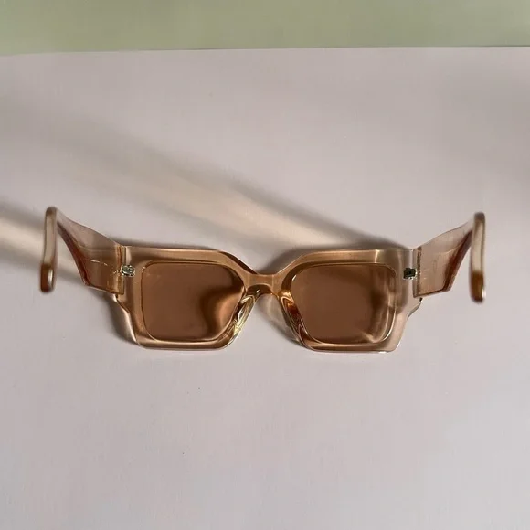 Peach Oversized Square Glasses with Protective Case - Picture 6 of 6